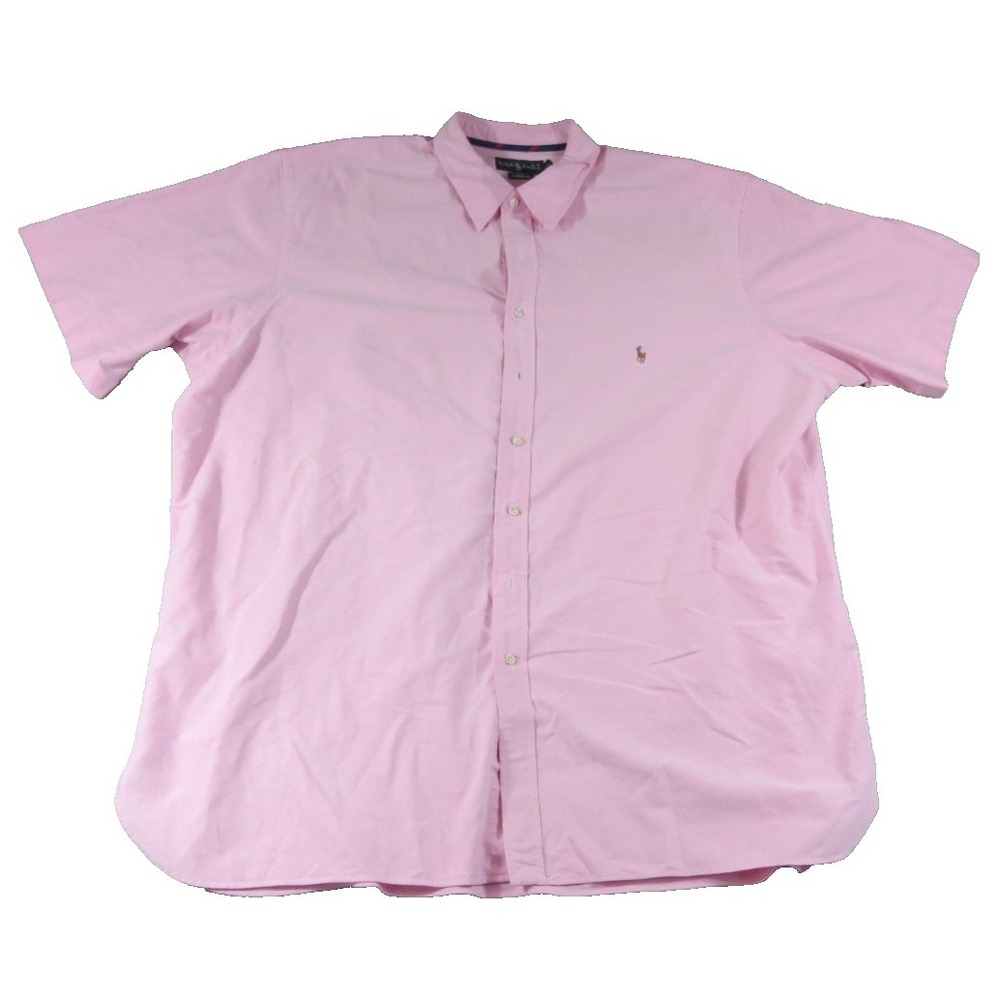 Ralph Lauren Shirt Men 3XLT Tall Pink Oxford Classic Fit Short Sleeve Pony Logo